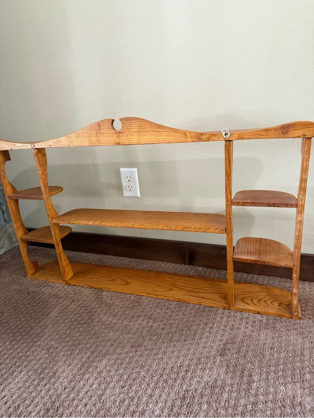 Wood Wall Shelf Unit in Natural Oak Finish
